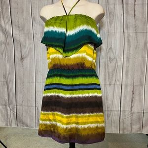 GLAM Multi-Colored Strapless Dress Sz M